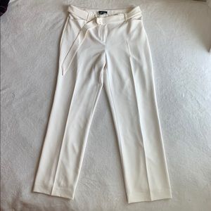 WHBM Lined Winter White Slacks with removable belt